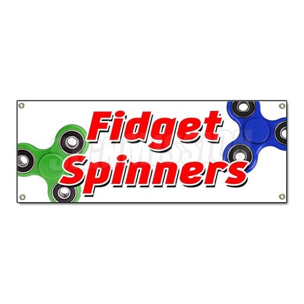FIDGET SPINNER BANNER SIGN tri-spinner edc toy stress reducer adhd focus fydget